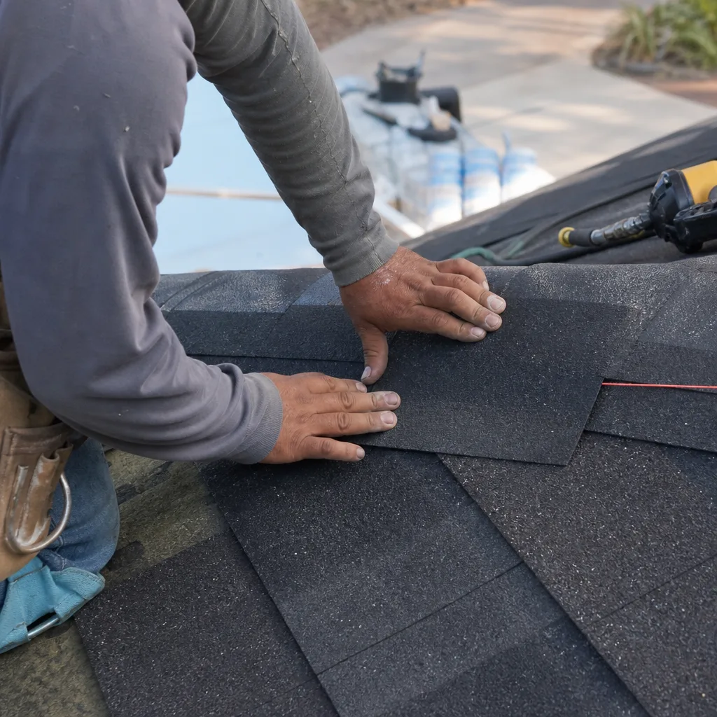 A professional contractor performing high-quality residential roof installation